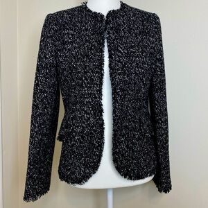 Supply and Demand Tweed Frayed Hem Black Blazer Work Business Cocktail Size S